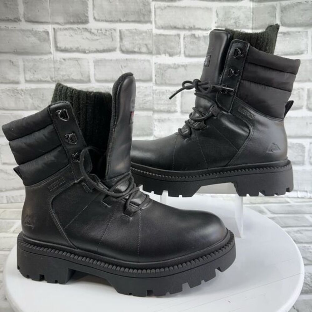 Ozark Trail Women's 9 Lace Up Combat Snow Leather and Fabric Waterproof Boots
